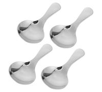 LAPYAPPE Set di 4 Cucchiai da Dessert in Acciaio Inossidabile Manico Corto e Testa Rotonda Larga, Multifunzione per Spezie, Zucchero e Sciroppo, la Tavola e Feste