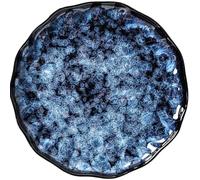 LAPYAPPE Set di Piatti in Ceramica Blu Stile Giapponese Piatto per Pasta e Ciotola per Insalata, Forma Rotonda Elegante Linee Arcuate Semplici, per Ogni Evento