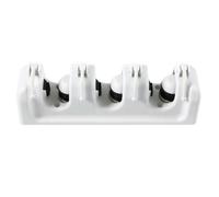 LAPYAPPE Supporto da Parete per Scopa e Ombrello in Pp Bianco con 3 Slot a Sfera e 4 Ganci Antiscivolo, per Garage, Giardino e Armadio