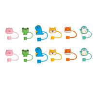 LAPYAPPE Tappi per Cannuccia in Silicone Riutilizzabili 12 Pezzi Copertura Punta Animali Cartoon Adorabili per Feste e Campeggio Antipolvere Protezione