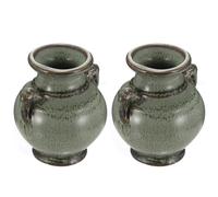 LAPYAPPE Vaso in Argilla Mini 2 Pezzi per Rose e Fiori, Decorazione Casa Verde Design Semplice e Aspetto Artistico, per Interni e Tavoli