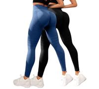 Laquieio 2 Confezione Leggins Anticellulite Donna, Leggings 3D Modellanti a Compressione Graduata Pantaloni Yoga Controllo della Pancia Opaco Elastici Leggings per Yoga e Uso Quotidiano