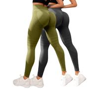 Laquieio 2 Confezione Leggins Anticellulite Donna, Leggings 3D Modellanti a Compressione Graduata Pantaloni Yoga Controllo della Pancia Opaco Elastici Leggings per Yoga e Uso Quotidiano