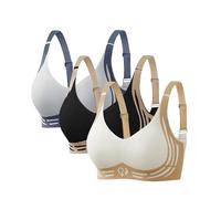 Laquieio 3PC Reggiseno Invisibile Donna Senza Ferretto Reggiseni Senza Cuciture Push Up Comodo Reggiseno Sportivo Traspirante Leggero Sostegno Forte Brassiere Anti-Sagging Imbottito Comfy Bralette-1