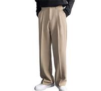 Laquieio Pantaloni da Uomo con Gamba Dritta, Eleganti Pantaloni da Lavoro per Il Tempo Libero da Ufficio Vintage Casual Leggero Comodo Basic vestibilità Comoda vestibilità Larga Tinta Unita Comodi