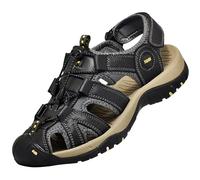 Laquieio Sandali uomo pelle pelle regolabile e confortevole con suola Moda Slip On Intrecciato Punta sportiva,escursionismo Offerte Flash, Nero , 43 EU