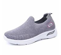 Laquieio Scarpe da corsa da donna senza lacci leggere camminando running scarpe fatte da donna sportive punta e tallone rinforzate, grigio, 36 EU