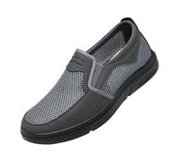 Laquieio Scarpe da ginnastica da uomo estive in pelle ortopediche comode antiscivolo outdoor vintage classiche scarpe da ginnastica regali per uomo, grigio, 43 EU