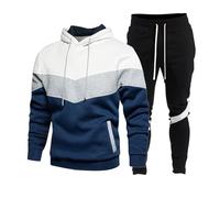 Laquieio Tuta Uomo Completa Felpata Invernale Da Casa Casual Colorata Patchwork Completo 2 Pezzi Set Sportivo Felpa Con Cappuccio E Pantaloni Abbigliamento Sport Jogging Outfit