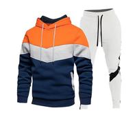 Laquieio Tuta Uomo Completa Felpata Invernale Da Casa Casual Colorata Patchwork Completo 2 Pezzi Set Sportivo Felpa Con Cappuccio E Pantaloni Abbigliamento Sport Jogging Outfit
