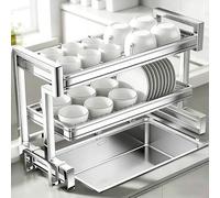 Lar Capaci - Scolapiatti da cucina a 2 ripiani, con supporto per coltelli, design salvaspazio per piatti efficienti Sto (66 cm)