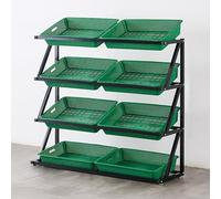 Lar Sto - Cestino per frutta e verdura a 4 ripiani, per dispensa e mercato al dettaglio, per cucina e patate (verde, 120 x 35 x 119 cm)