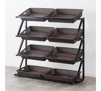Lar Vetable - Portafrutta commerciale a 4 ripiani e cestino per dispensa, negozi e mercati, per cucina e patate (marrone, 119,4 x 35,6 x 119,4 cm)
