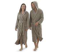 LARA MORADA Accappatoio Per Uomo - Donna in Puro Cotone al 100% Tinta Unita, In Morbida Spugna Di Cotone Con Cappuccio Unisex 480gr/m2 art Soffice XL Tortora