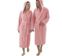 LARA MORADA Accappatoio Per Uomo - Donna in Puro Cotone al 100% Tinta Unita, In Morbida Spugna Di Cotone Con Cappuccio Unisex 480gr/m2 art Soffice S Rosa Antico