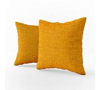 LARA MORADA Coppia 2 Fodere Cuscini arredo Tinta Unita Art Imperial in Tessuto loneta in Cotone con Chiusura a Zip a Scomparsa (Oro, 50 cm x 50 cm)