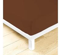 LARA MORADA - Lenzuolo Sotto Una Piazza E Mezza Francese, Con Angoli Elasticizzati, 100% Cotone, Made In Italy, Tinta Unita, Per Letto 1 Posto E Mezzo Francese, 140cm x 200cm + 25 cm,Marrone