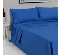 LARA MORADA - Set Completo Lenzuola Una Piazza E Mezza, 100% Cotone, Made In Italy, Tinta Unita, Per Letto 1 Posto E Mezzo Blu Royal