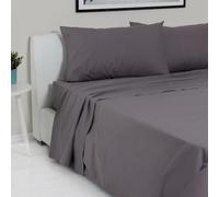 LARA MORADA - Set Completo Lenzuola Una Piazza E Mezza, 100% Cotone, Made In Italy, Tinta Unita, Per Letto 1 Posto E Mezzo Grigio Topo