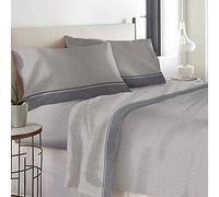 LARA MORADA Set Lenzuola Made in Italy, Completo Letto Singolo - 100% Cotone Lenzuolo Sopra 150x290, Lenzuolo Sotto con Angoli misure 90x200x25 cm e 1 Federe 52x82 cm - per Tutte le stagioni (Grigio)