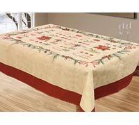 LARA MORADA TOVAGLIA COPRITAVOLO NATALIZIO da TAVOLA Linea Prestige in Tessuto GOBELIN in Cotone con Stampa PIAZZATA ED Inserti in Oro (Xmas, 6 POSTI)