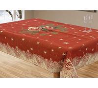 LARA MORADA TOVAGLIA COPRITAVOLO NATALIZIO da TAVOLA Linea Prestige in Tessuto GOBELIN in Cotone con Stampa PIAZZATA ED Inserti in Oro (Noel, 12 POSTI)