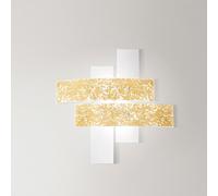 LARA P/G - APPLIQUE A PARETE IN METALLO E VETRO BIANCO FOGLIA ORO 4 LUCI ATTACCO E27 91X91CM
