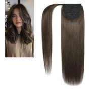 Larafona 100% capelli veri ponytail coda di cavallo, extension marrone cenere scuro 9#, capelli umani e clip 20"/50 cm