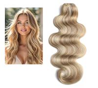 Larafona Extension per capelli umani, 9A, capelli vergini Remy, ciocche ondulate, colore marrone/biondo brasiliano, P8/613# 20inch/50cm