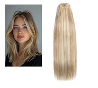 Larafona Extension per capelli veri 9A, ciocche di capelli umani, marrone/biondi, balayage vergine, capelli umani, lisce, P8/613# 10inch/25 cm