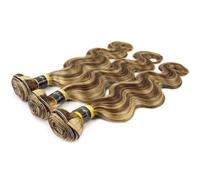 Larafona Extension Tessitura Capelli Veri Mossi 3 Pezzi P4/27# Marrone/Miele Biondo 100% Remy Human Hair Bundles 3pc 35cm