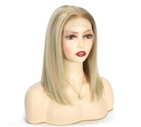 Larafona Parrucca capelli umani BOB biondo Glueless Full Lace Wig 100% Remy P18/613# 14inch/35cm