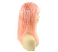 Larafona Parrucca capelli veri rosa corta BOB piena pizzo per donne brasiliane vergini Remy capelli lisci 30 cm