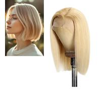 Larafona Parrucca di capelli veri capelli veri balayage biondi capelli umani in pizzo completo P8/613# BoB parrucca liscia 30 cm