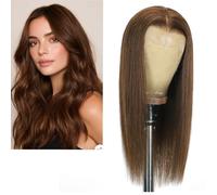 Larafona Parrucca lunga 50 cm, capelli umani Remy Human Hair, capelli lunghi e lisci, 100% pizzo trasparente (13 x 4 pollici), pre-plucked with Baby Hair