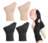 Laralily 2 Paia Tutore Polso,Guanti Artrosi Mani Donna,Tutore Polso Pollice,Tutore Pollice Destro,Guanto Senza Dita Con Gel,Adatto per Sport da Donna e Da Uomo (Colore Della Pelle,Nero)