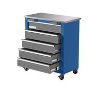 LARBANKE Carrello da officina arrotolabile a 5 cassetti, carrello da officina su ruote con chiusura a chiave e inserti per cassetti, carrello da officina con fibbia di collegamento e combinabile in un