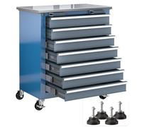 LARBANKE Carrello Portautensili con 7 Cassetti,Carrello de Officina con ruote a 360°, Armadio Portautensili con piano di lavoro in acciaio inox, Porta Attrezzi Officina con sistema di bloccaggio