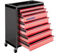LARBANKE Cassettiera portautensili a 7 cassetti con serratura e fodera per cassetti, cassetta degli attrezzi con ruote bloccabili universali, con piano di lavoro multifunzionale, aste di collegamento