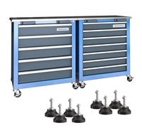 LARBANKE Cassettiera portautensili combinata a 12 cassetti con piano di lavoro in acciaio inox, sistema di bloccaggio con ruote e piedini imbottiti