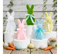 Larber 5 Pezzi Coniglietto di Pasqua Decorazioni 15CM Mini Schiuma Pasqua Coniglietto per La Tavola Regalo Ghirlanda Primaverile Festa Decorazioni per La Casa In Stile Rustico