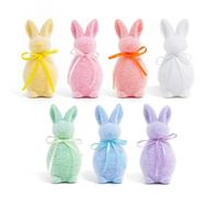 Larber 7 Pezzi Coniglietto di Pasqua Decorazioni 10CM Mini Schiuma Pasqua Coniglietto per La Tavola Regalo Ghirlanda Primaverile Festa Decorazioni per La Casa In Stile Rustico