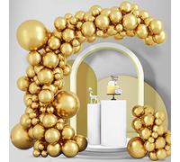 Larber Kit di 100 palloncini dorati metallizzati, palloncini in lattice color oro scintillante, di diverse dimensioni, per compleanni, matrimoni, Natale, decorazioni per feste a tema oro, 12 cm, 25 cm