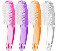 Larbois - 4 pennelli per la pulizia delle unghie, con manico in plastica, con setole morbide, per manicure e polvere, per mani e piedi, per casa, giardino, salone