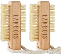 Larbois - Spazzola per unghie in legno per la pulizia delle unghie, confezione da 2 pezzi, spazzola per unghie bifacciale, ecologica, con corda per appendere (legno di faggio)