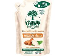 L'Arbre Vert Bien-être Ricarica per sapone in crema per le mani alla mandorla bio, con aloe vera bio ed estratti di mandorla dolce bio, set di 6 confezioni