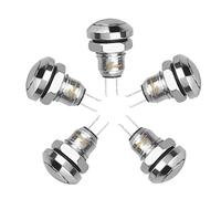Larcele 8mm Mini Impermeabile DIY Pulsante Metallo Rotondo Spingere Pulsante di Ritorno Automatico,5 Pezzi JSANKG-16(Acciaio Inox)