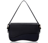 Larcenciel Borsa Tracolla Donna Nera, Borsa Nera Donna in Pelle PU Borse a Spalla Y2K con Tracolla Regolabile e Zip, Elegante Borsetta Hobo per Lavoro, Scuola, Shopping, Viaggi e Feste, 29x16x6CM