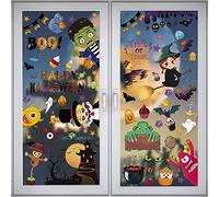 Larcenciel Halloween Adesivi per Vetrine, 9 Fogli Adesivi per Finestre 170 Pezzi di Piccoli in Vetro, Adesivi di Halloween con Zucca Pipistrello Strega Vampir, Decorazione di Halloween