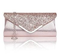 Larcenciel Pochette Donna, Borsa da Sera Glitterata con Catena Staccabile, Borsa a Tracolla con Paillettes, Borse alla Moda, Busta Elegante, borse a Spalla per Ballo di Fine Anno, Festa (Rosa)